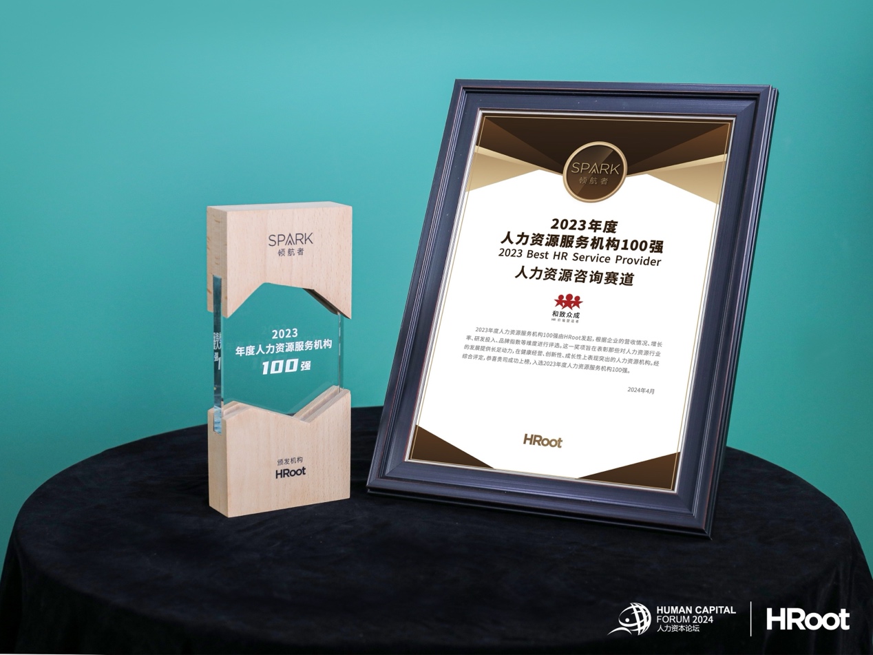 人力资源机构100强!和致众成再获殊荣!_和致众成(北京)科技有限公司 人力资源,人力资源咨询,咨询类,HRoot,行业大奖,获奖,百强机构,和致众成